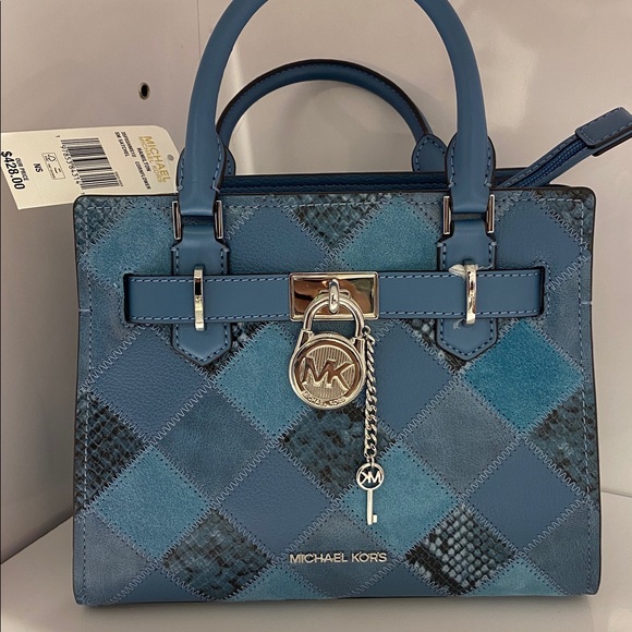 Michael Kors Blue Checkered Handbag - Picture 1 of 2
